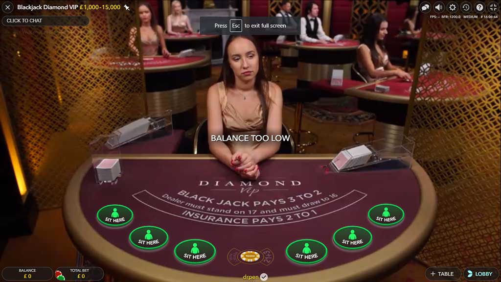 Evolution Gaming Blackjack Screenshot