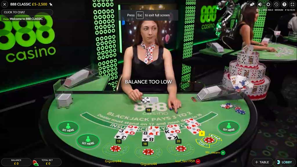 Evolution Gaming Blackjack Bildschirmfoto